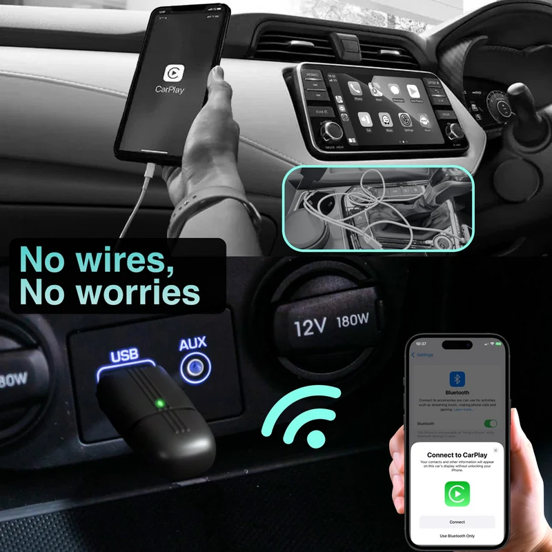 Laser Wireless Dongle for CarPlay/Android Auto USB-A and USB-C