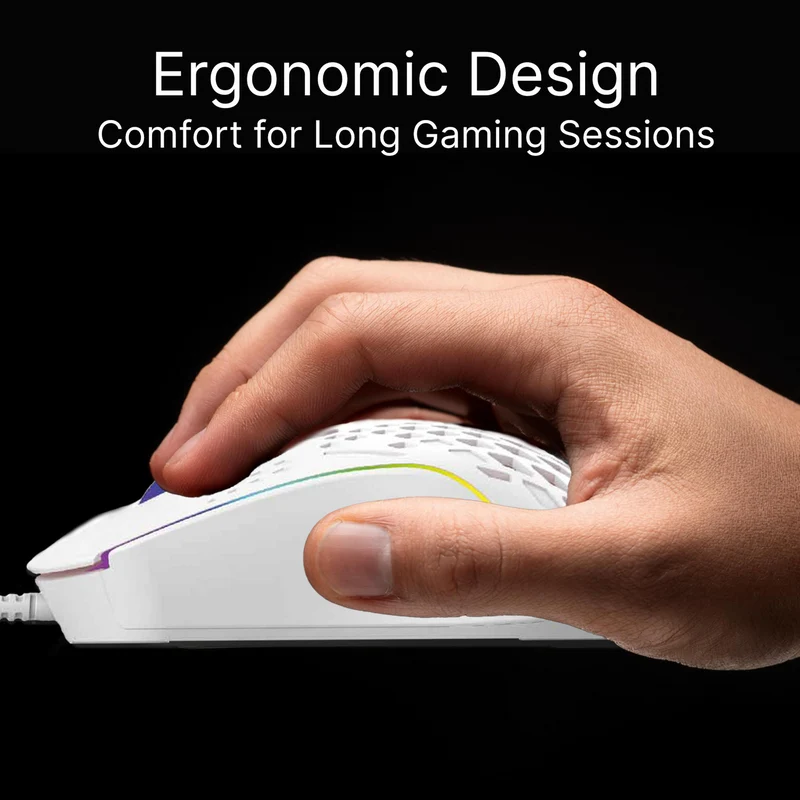 Laser Wired RGB Gaming Mouse (12800 DPI) - White
