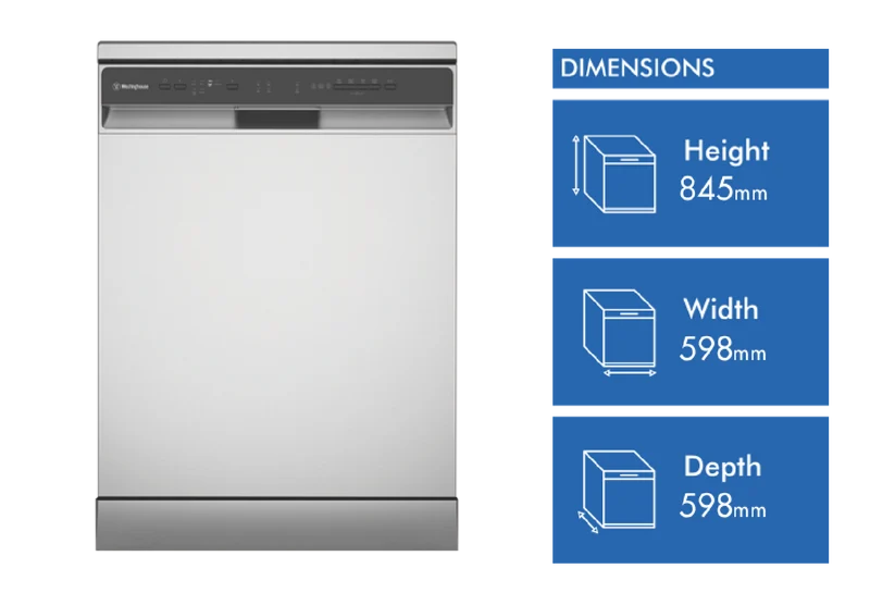 Westinghouse 60cm 14 Place Freestanding Dishwasher, Stainless Steel