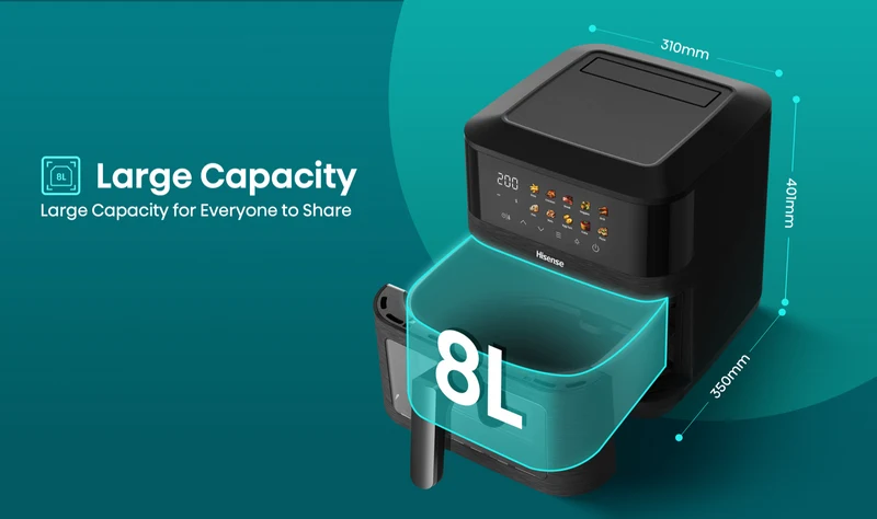 Hisense 8 Litre Air Fryer With Window And Colour display
