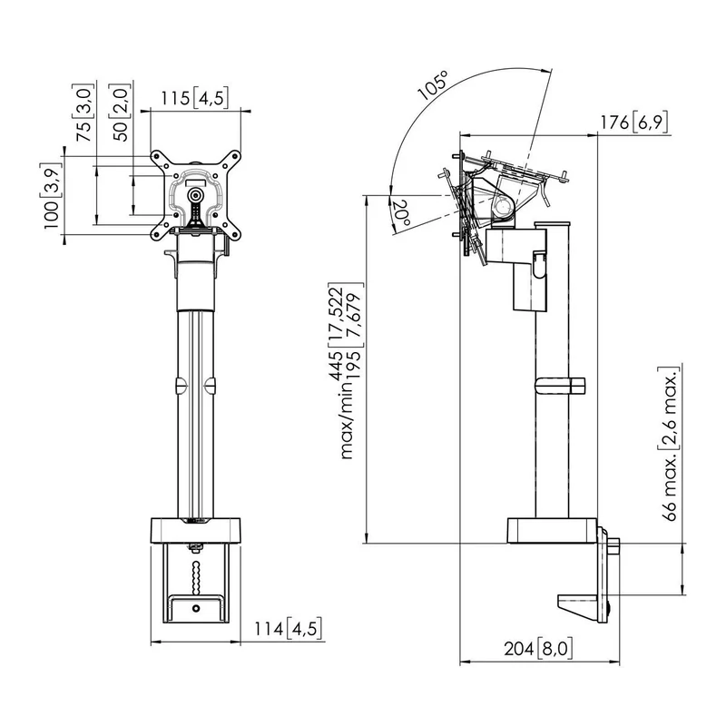 Vogel's MOMO 2117 Monitorhalterung mit manueller Höhenverstellung, neig- und rotierbar