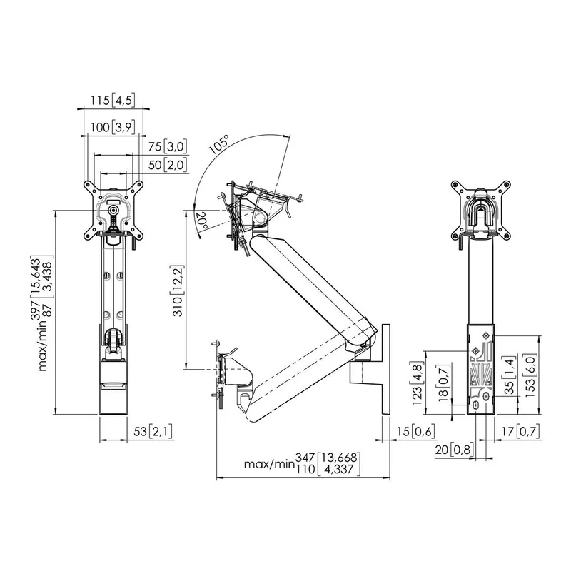 Vogel's MOMO 4126 Monitorhalterung mit Gasdruckfeder und 2 Pivotpunkten