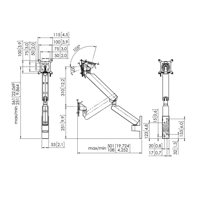 Vogel's MOMO 4136 Monitorhalter mit Gasdruckfeder & 3 Pivotpunkten