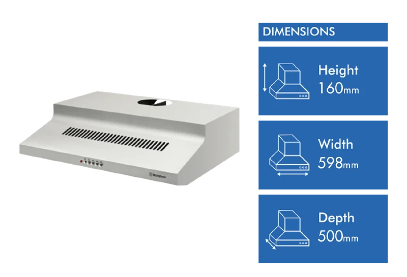 Westinghouse 60cm Fixed Rangehood, Stainless Steel
