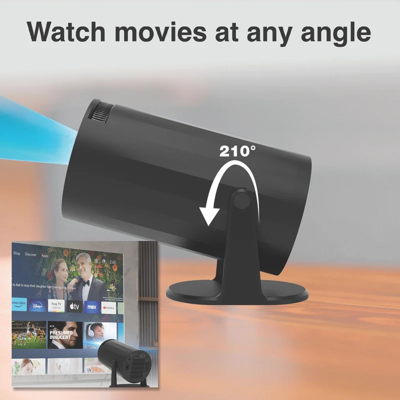 Laser Multi-Angle Tube Smart Android LED Projector Black 2025