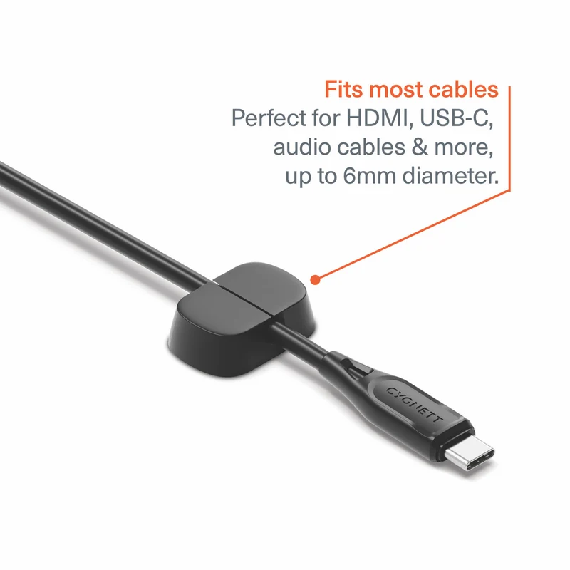 Cygnett Single Slot Cable Organisers 6 Pack (Black)