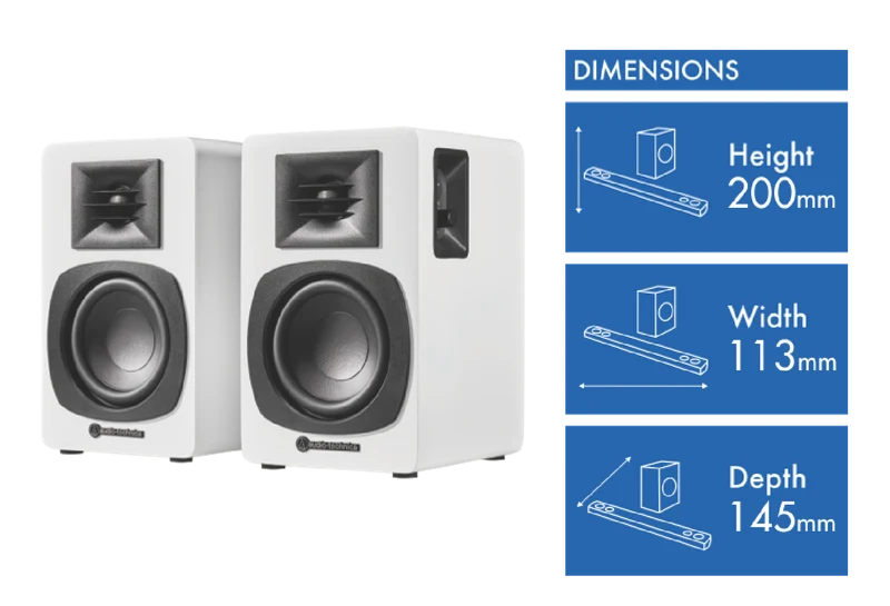 Audio Technica Powered Bluetooth bookshelf speakers - White