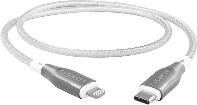 Cygnett USB 2.0 Armoured braided USB C Lightning 1m White