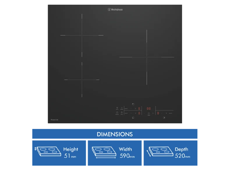 Westinghouse PowerLite 60cm 3 Zone Induction Cooktop