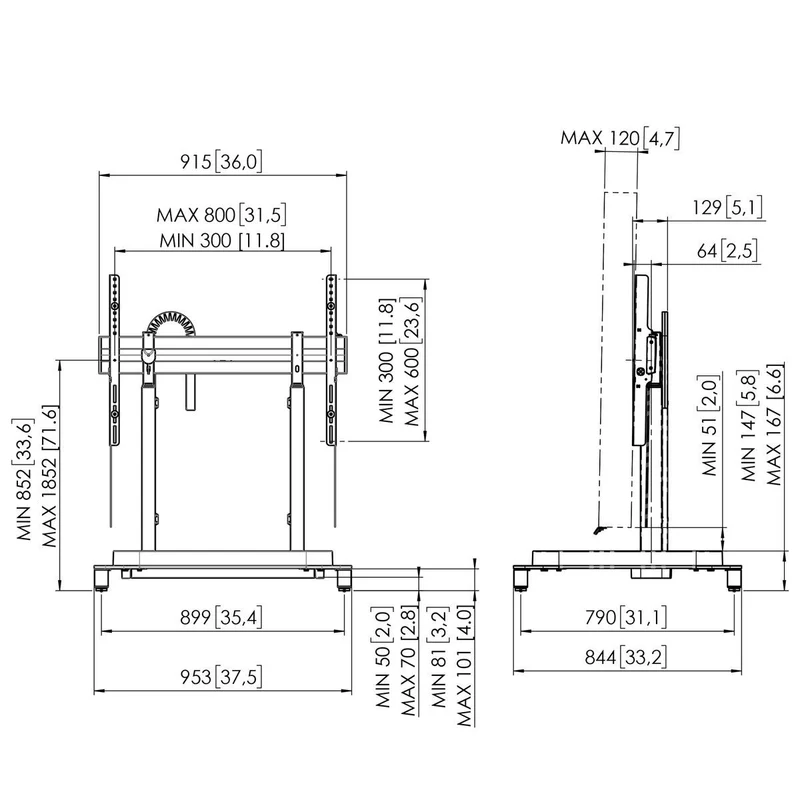 Vogel's RISE 5108 Standfuß mit elektrischer Höhenverstellung, schwarz