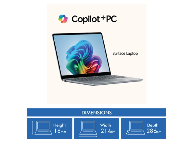 Microsoft Surface Laptop Copilot+ PC 13" Snapdragon X Plus 8 Core 16GB 512GB -Ocean