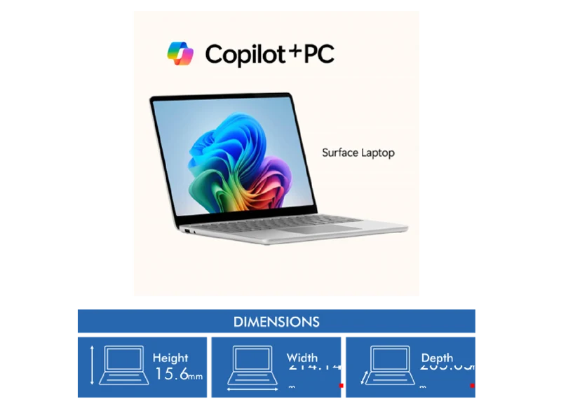 Microsoft Surface Laptop Copilot+ PC 13" Snapdragon X Plus 8 Core 16GB 256GB -Platinum