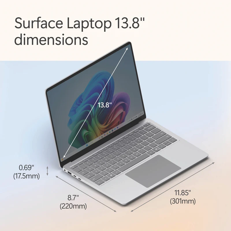 Microsoft Surface Laptop Copilot+ PC 13" Snapdragon X Plus 8 Core 16GB 256GB -Platinum