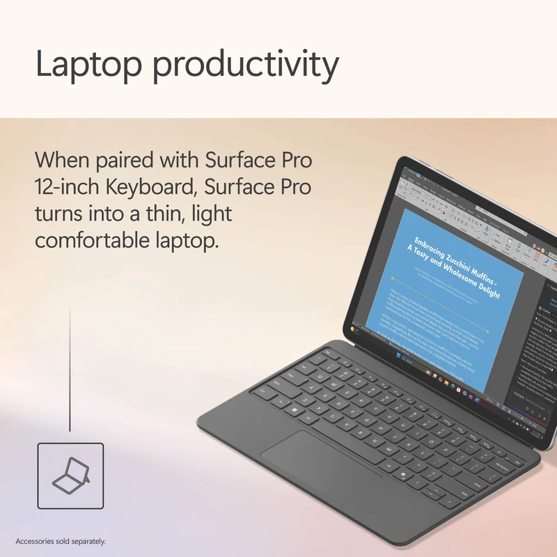 Microsoft Surface Pro Copilot+ PC 12" Snapdragon X Plus 8 Core 16GB 512GB -Platinum