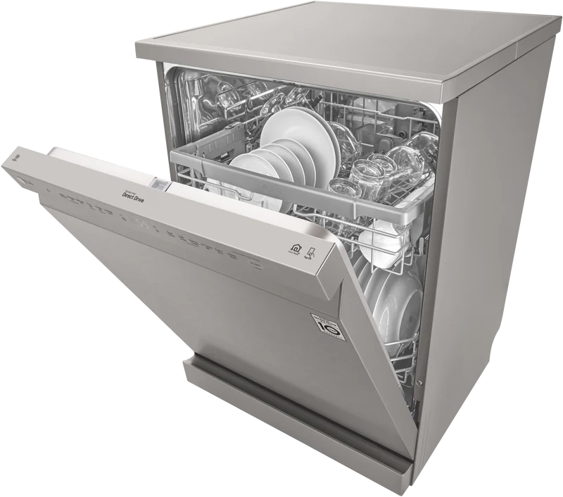 LG 60cm 14 Place QuadWash Freestanding Dishwasher, Platinum Steel