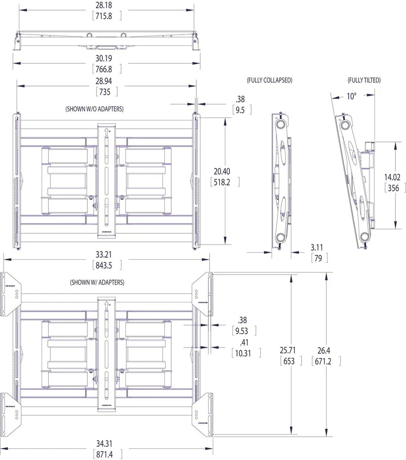 Vogel's Display Wandhalterung von 42 bis 85 Zoll, max. 80kg, schwenkbar