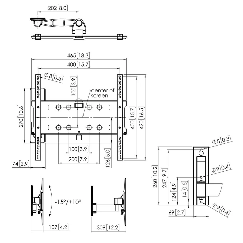 Vogel's PFW 3030 – Schwenkbare & neigbare Display Wandhalterung 39–55″