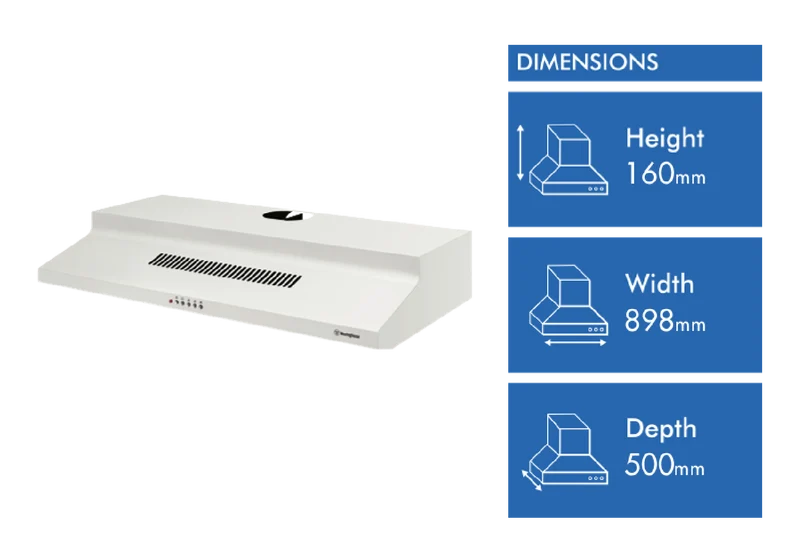 Westinghouse 90cm Fixed Rangehood, White