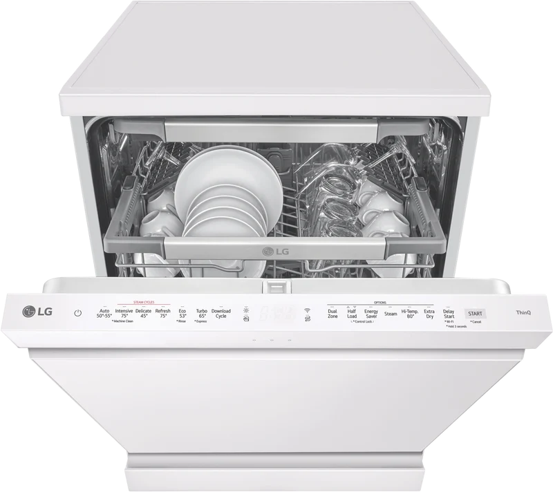 LG 60cm 15 Place QuadWash TrueSteam Dishwasher, Matte White