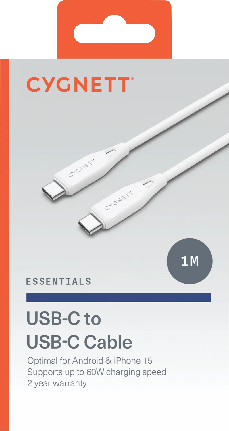 Cygnett Essentials USB-C To USB-C (USB 2.0) Cable 1m - White