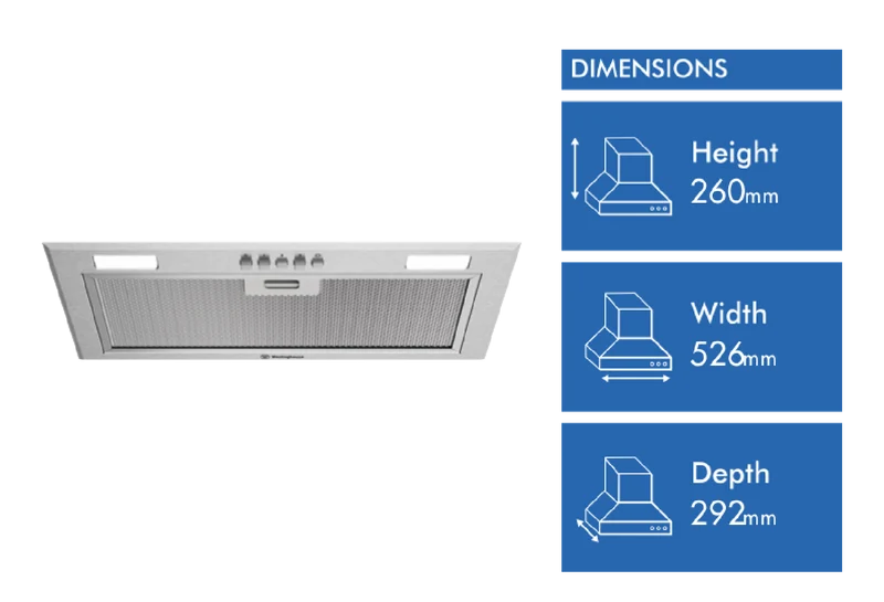 Westinghouse 52cm Integrated Rangehood, Stainless Steel