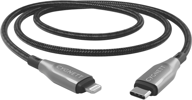 Cygnett USB 2.0 Armoured braided USB C Lightning 2m Black