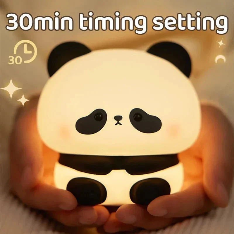 Cute Silicone Panda Touch USB Rechargeable LED Night Light Table Bedside Lamp Home Decor