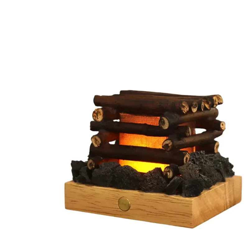 Bedside Table Decoration Ornament Small Cozy Campfire Night Lamp