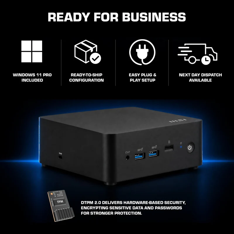 MSI CUBI NUC 1M, Intel Core 3-100U, 16GB RAM, 1TB SSD, Windows 11 Professional, Mini Desktop Computer