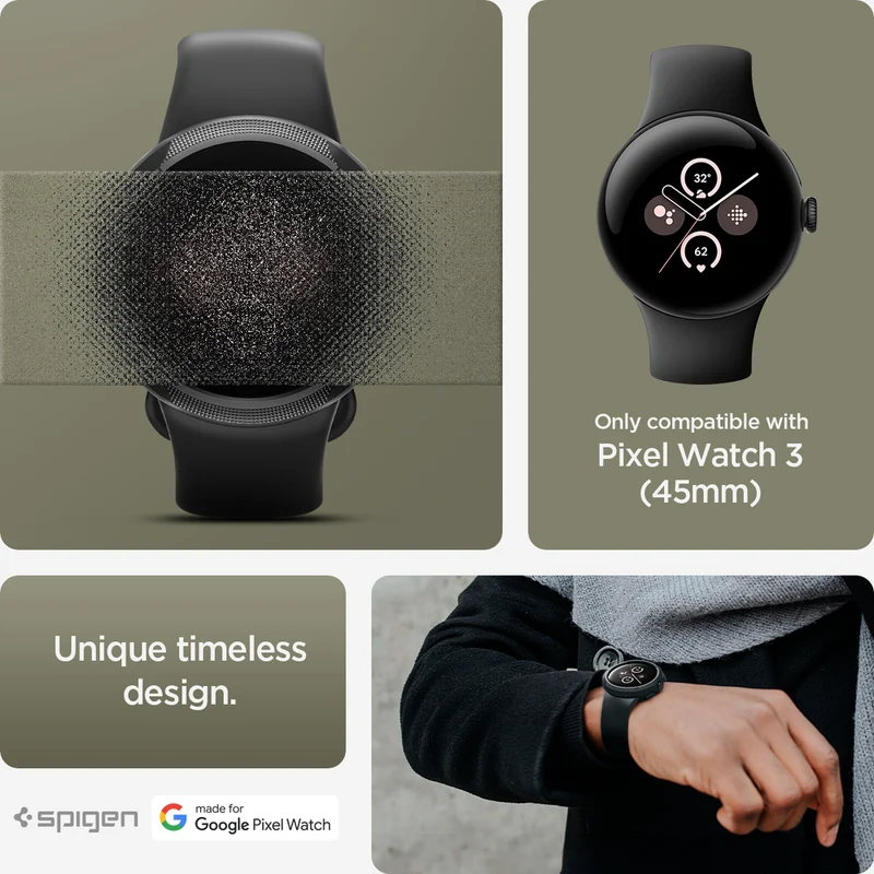 Spigen Google Pixel Watch 3 45mm Liquid Air Case - Black