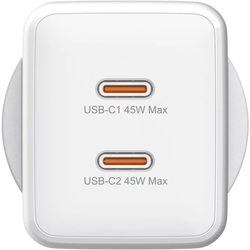 Monster 45W GaN Dual USB-C Port Wall Charger (White)