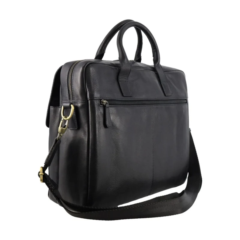 Pierre Cardin Men's Leather Classic Messenger/Computer Bag 41x30cm Black