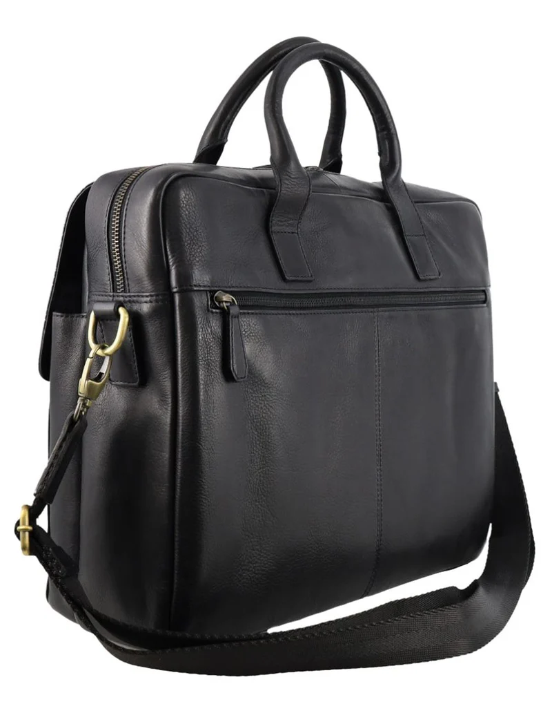 Pierre Cardin Men's Leather Classic Messenger/Computer Bag 41x30cm Black