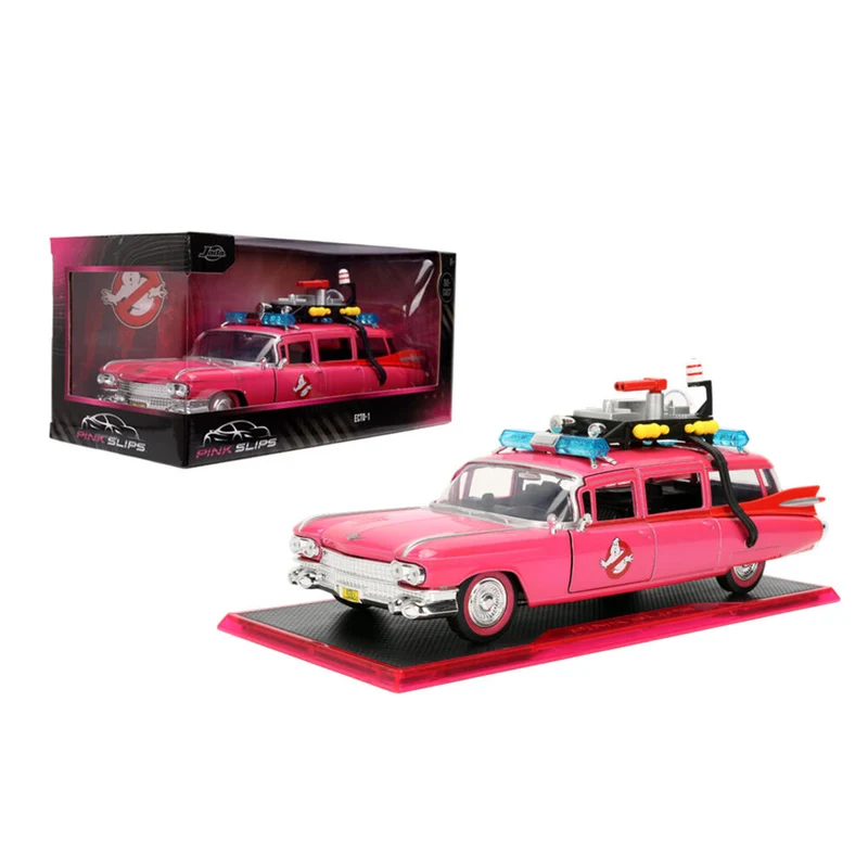Jada 1:24 Scale Pink Slips Ghostbusters Ecto-1 Pink Diecast Car Model