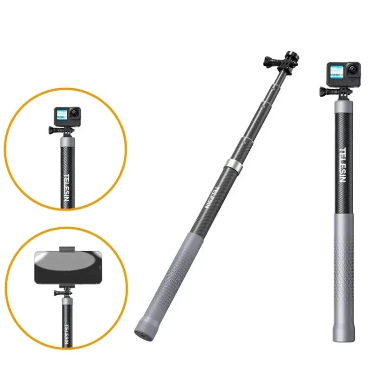 TELESIN 1.2 m Kolfiber Selfie Stick / Monopod med 1/4”-Gänga