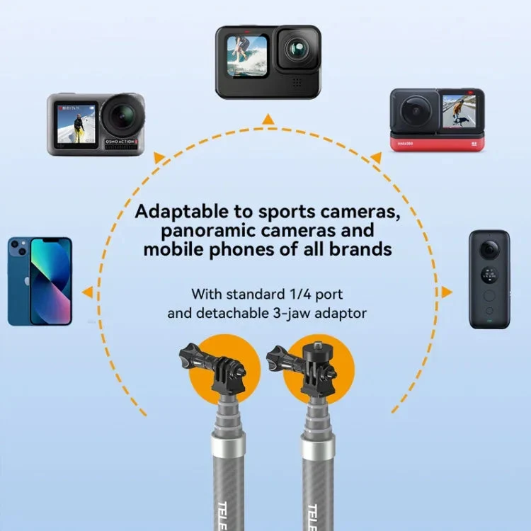 TELESIN 1.2 m Kolfiber Selfie Stick / Monopod med 1/4”-Gänga