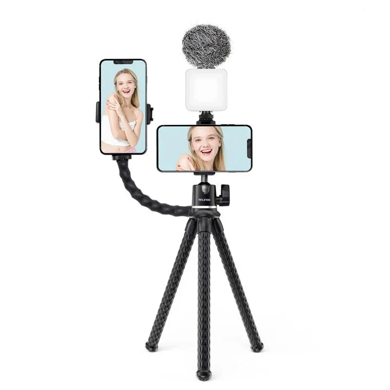 Telesin Tripod flexibelt 360 grader kulledshuvud 1/4" skruv / Mobilhållare / Tillbehörssko - Bläckfisk