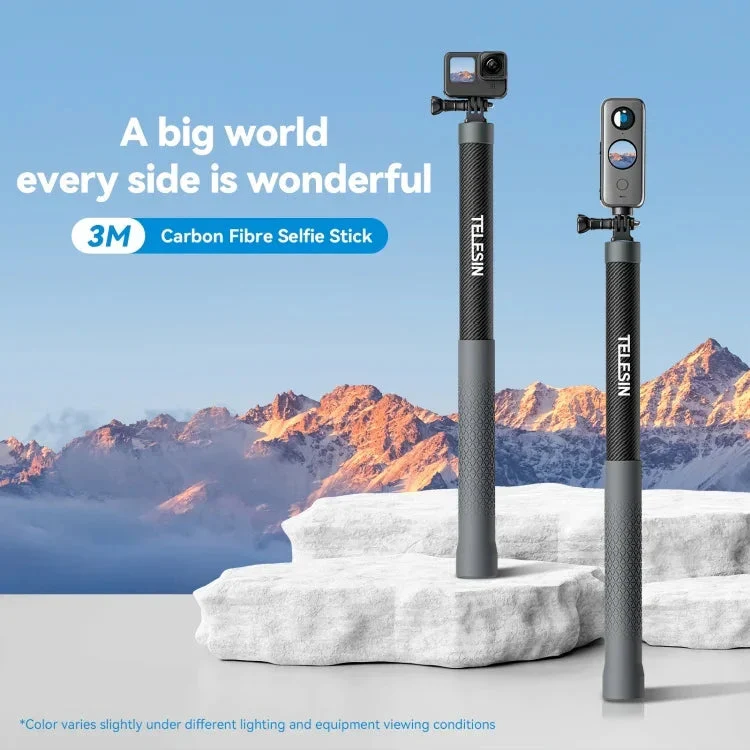 TELESIN 3M Kolfiber Selfie Stick Monopod med 1/4"-Gänga