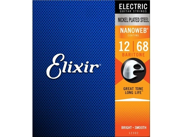 Elixir #12302 Electric Guitar Strings Nanoweb 12-68 Baritone