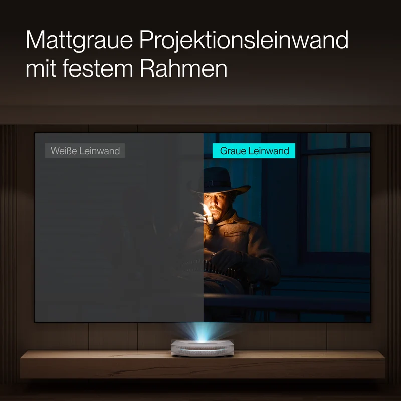 100''–200'' CineContrast Fixed-Frame-Leinwand in Soft-Grau