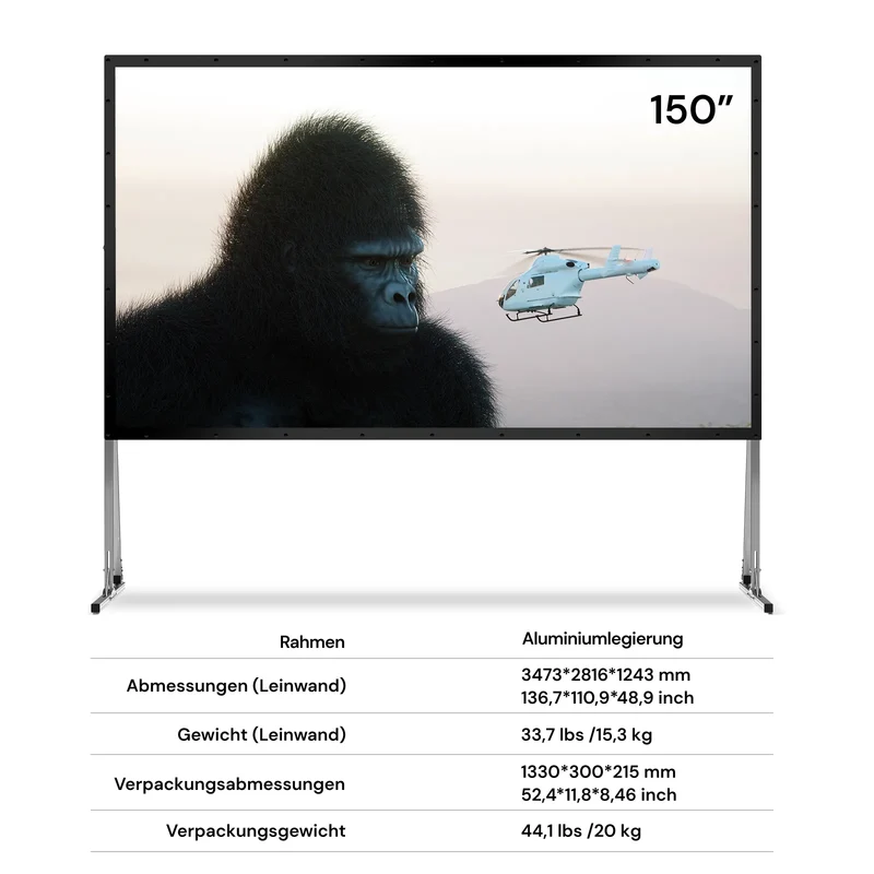 120''-200'' Awol Vision Tragbare faltbare Mattweiße Leinwand für den Außenbereich