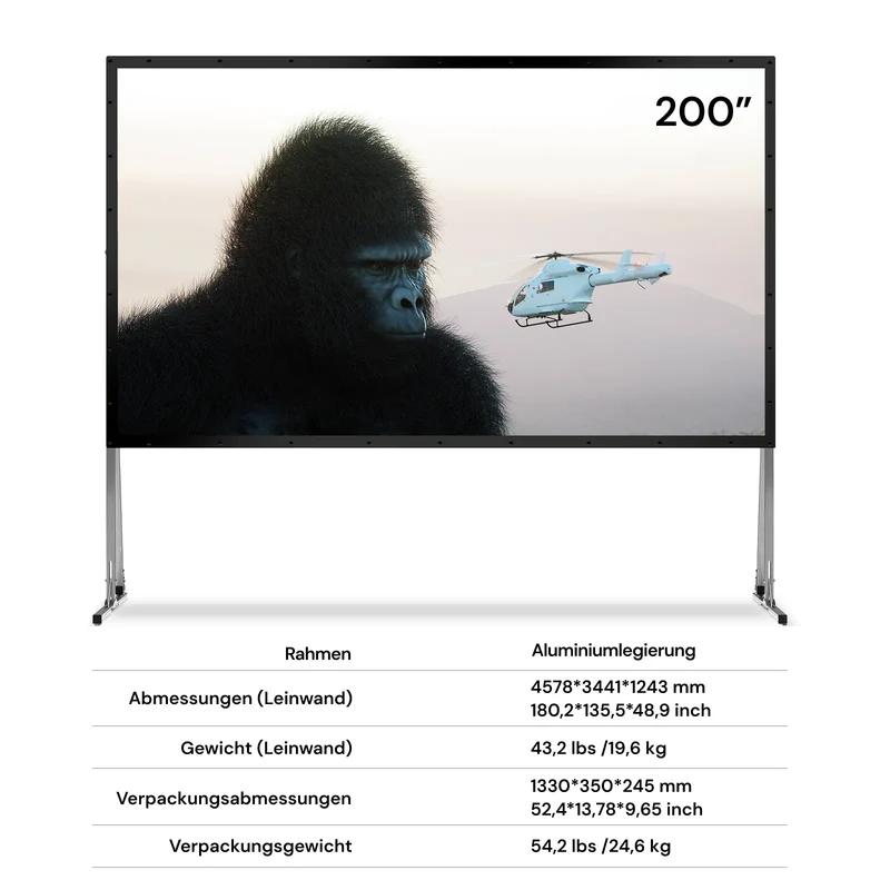 120''-200'' Awol Vision Tragbare faltbare Mattweiße Leinwand für den Außenbereich