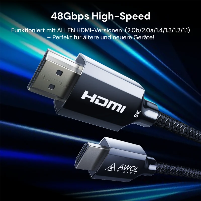 AWOL Vision 8K Ultra High Speed zertifiziertes HDMI-Kabel