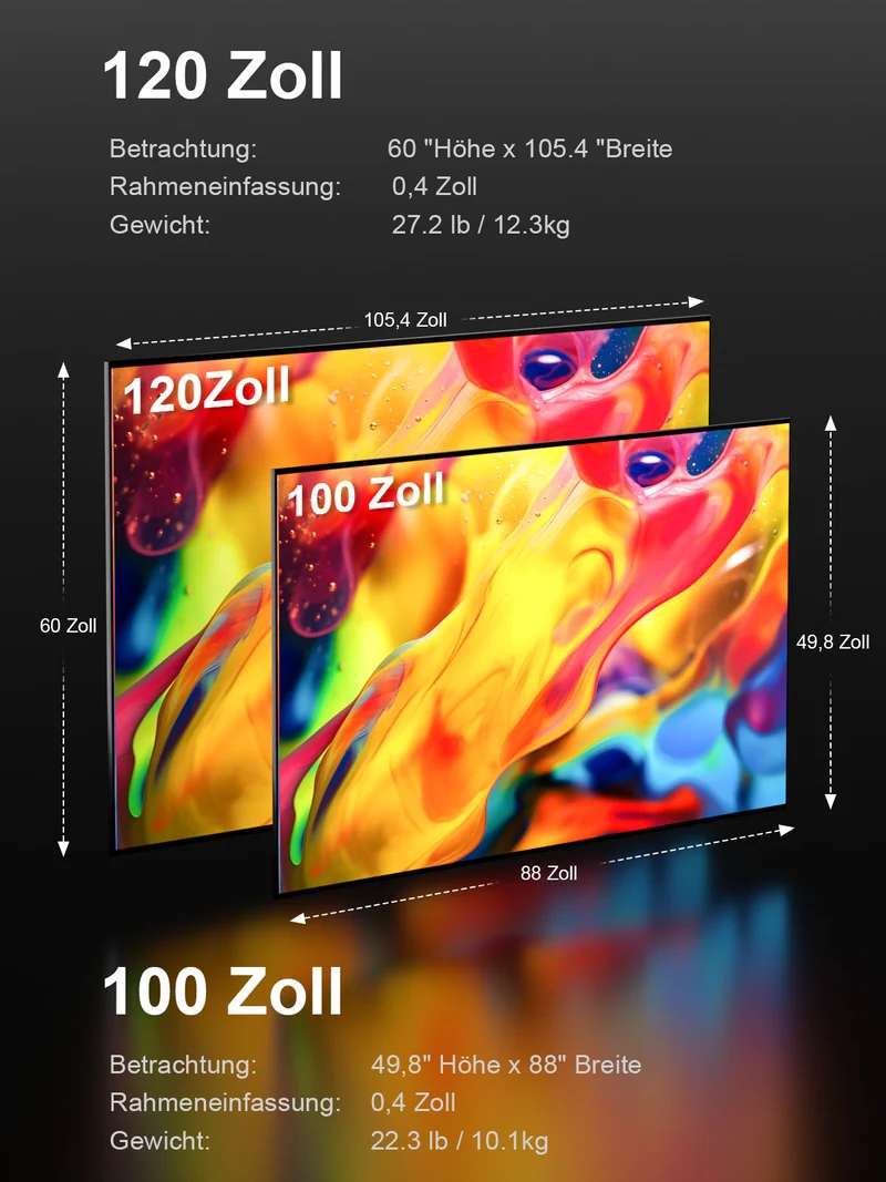 100'' -150'' Mattweiße Leinwand