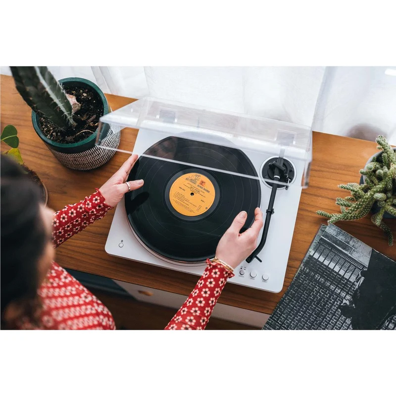 Audio-Technica LP70XBT Fully Automatic Bluetooth Turntable (White/Silver)
