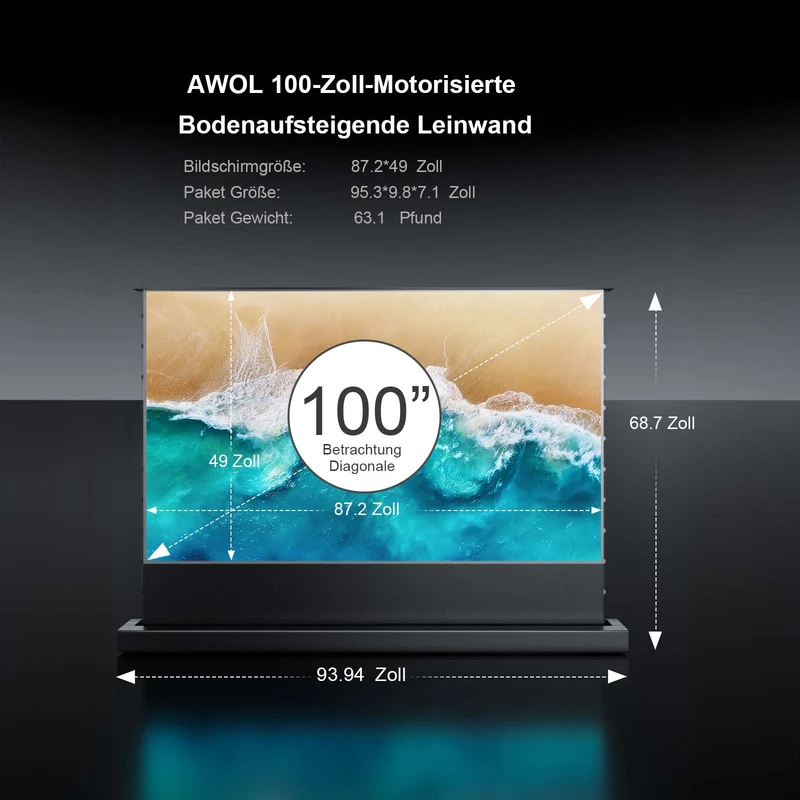 100'' -130'' Motorisierte Bodenleinwand