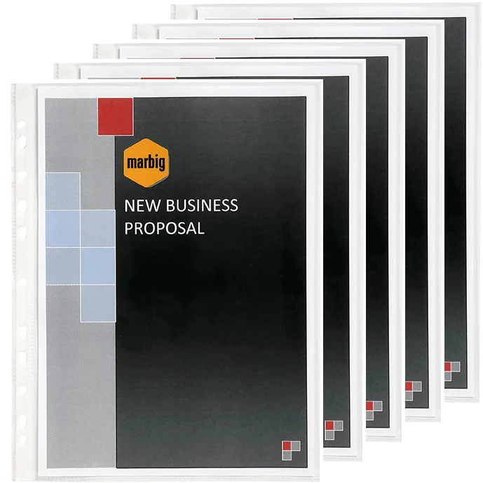 5 Pack Marbig Deluxe Heavy Weight Copysafe Sheet Protectors Plastic Sleeves A3 Box 100
