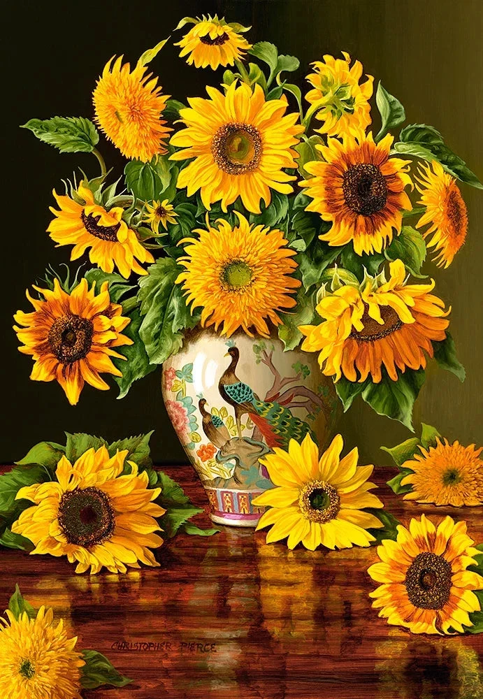 Castorland 1000-Pieces Sunflowers In A Peacock Vase Puzzle