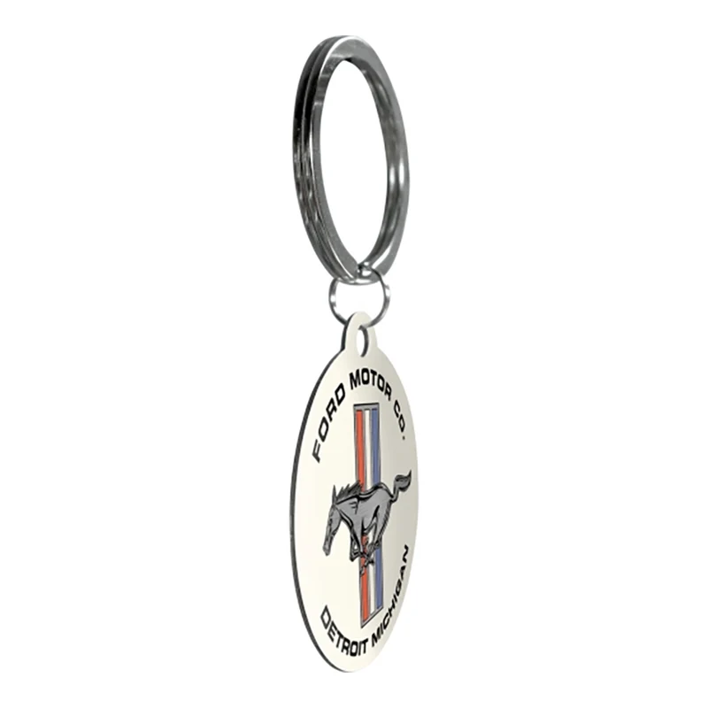 Nostalgic-Art Keyring Round Ford Mustang - Horse and Stripes Logo 7.5x4x0.3cm