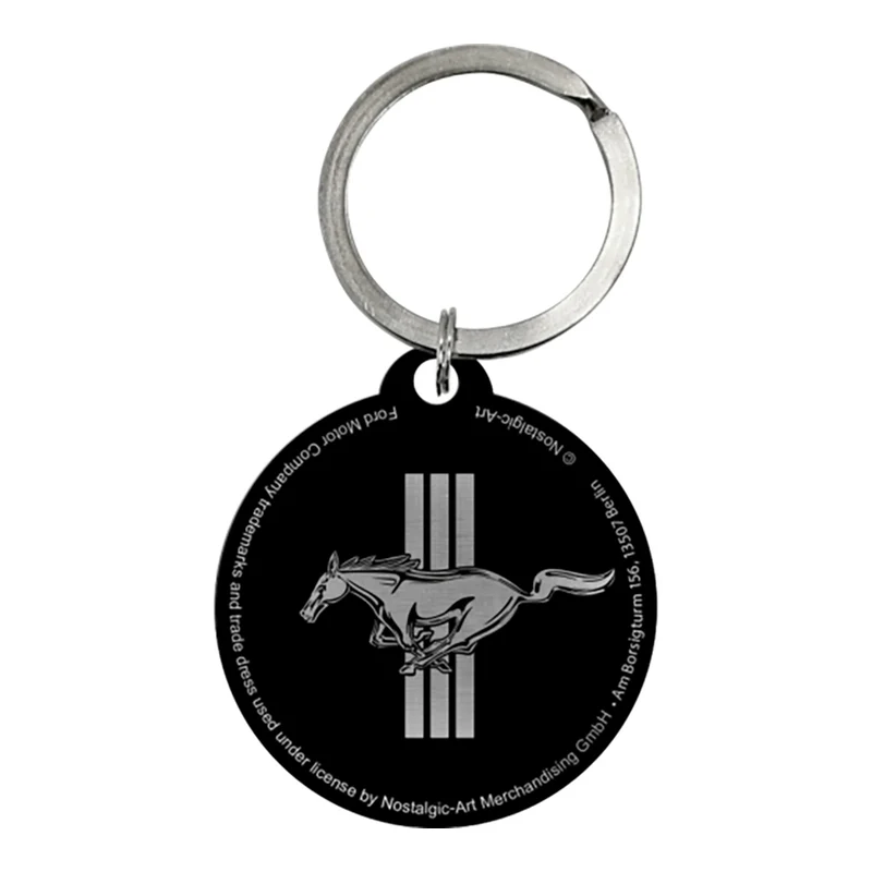 Nostalgic-Art Keyring Round Ford Mustang - Horse and Stripes Logo 7.5x4x0.3cm